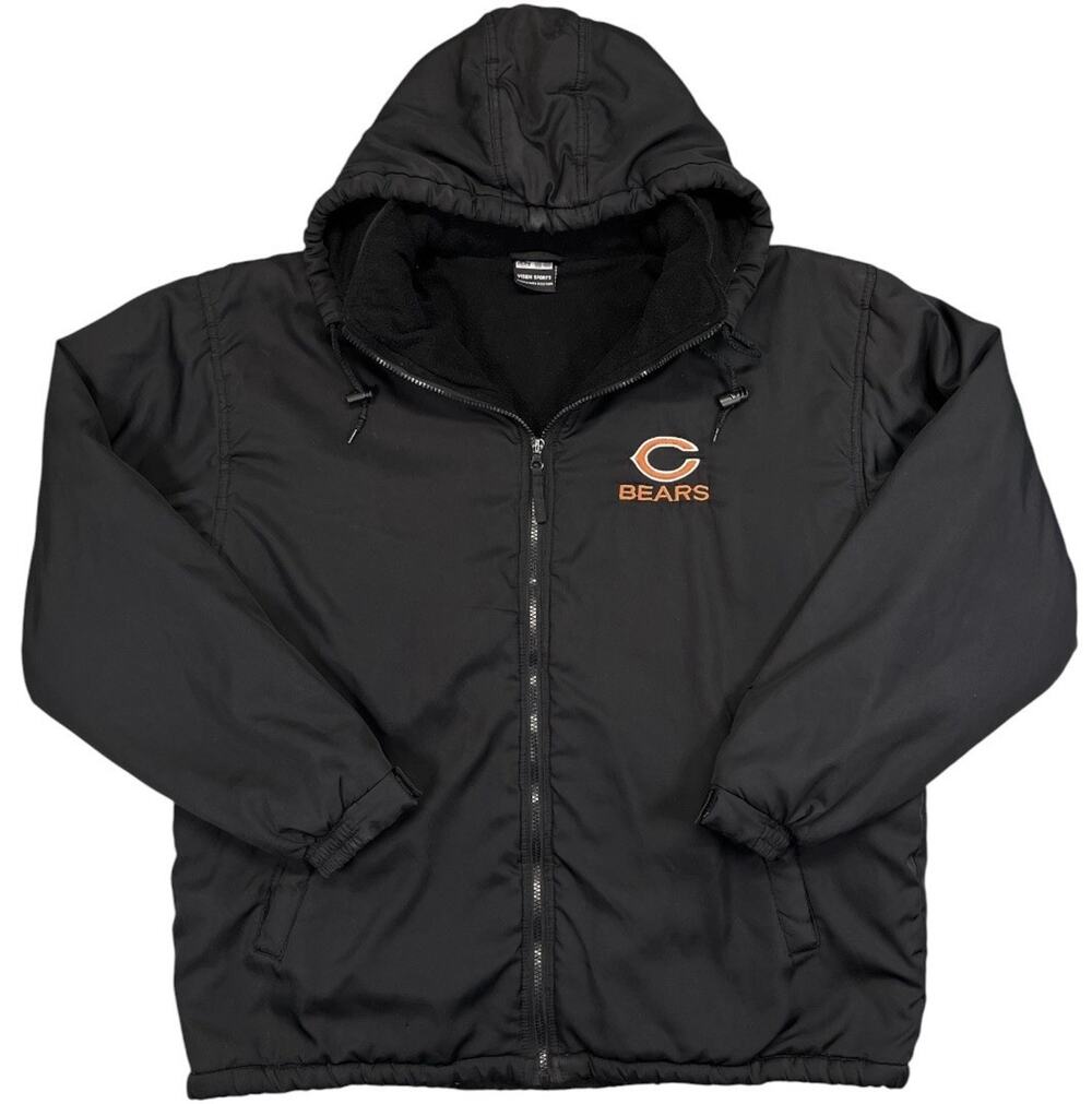 Chicago Bears NFL Black hooded Jacket Men’s Large Fleece‑Lined